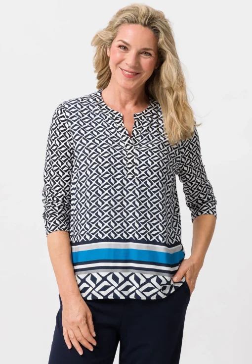 Blusenshirt mit geschlitztem Rundhals