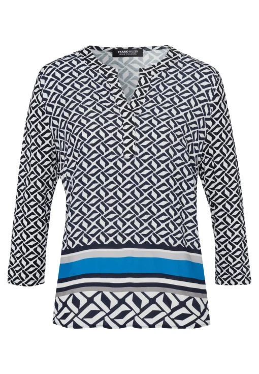 Blusenshirt mit geschlitztem Rundhals