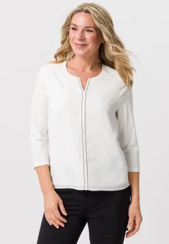 Blusenshirt mit kontrastfarbenen Ziernähten