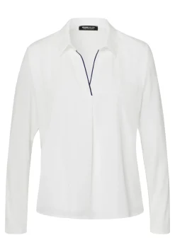 Blusenshirt mit kontrastfarbenen Paspeln