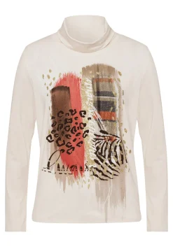 Langarmshirt mit lockerem Rollkragen