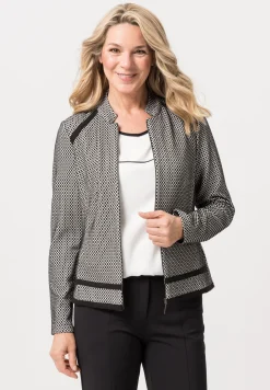 Leichtjacke mit stilvollen Lederimitat-Streifen